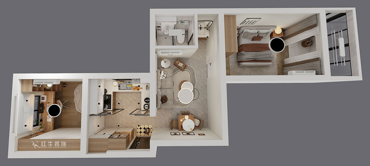 朱明琪｜安德里230号3-501-60㎡-轻法式原木风｜2室1厅1卫｜老房装修｜定制家｜全包9万｜00_04鸟瞰图